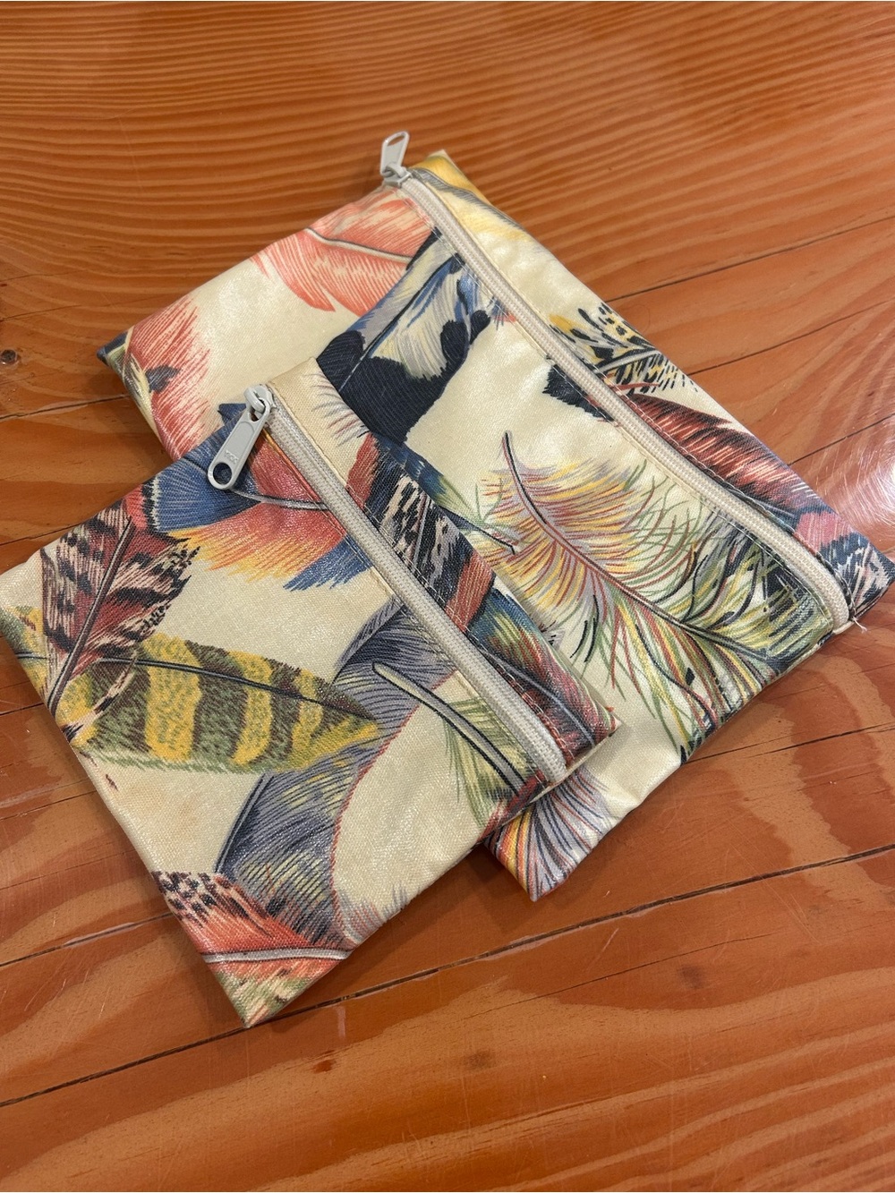 Nordic House Design Feather Print Zipper Pouches